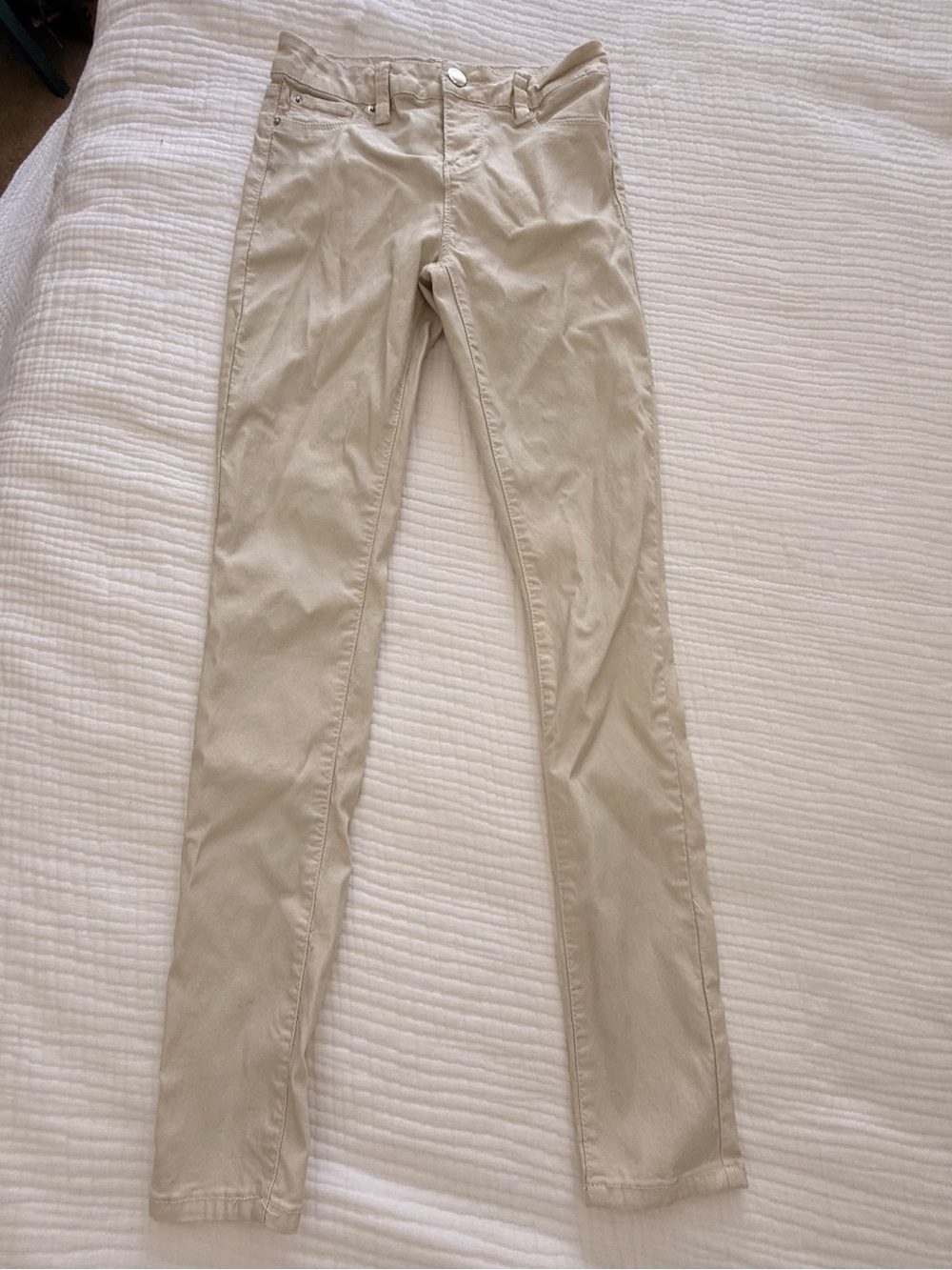 YMI Cream Slim Straight Pants